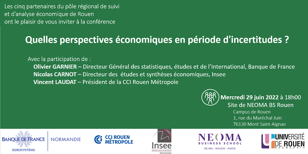 Quelles perspectives économiques en période d'incertitudes ?, Mercredi 29 juin à 18H00, Site de NEOMA BS, campus de Rouen, 1, rue du Maréchal Juin, 76130 Mont-Saint-Aignan