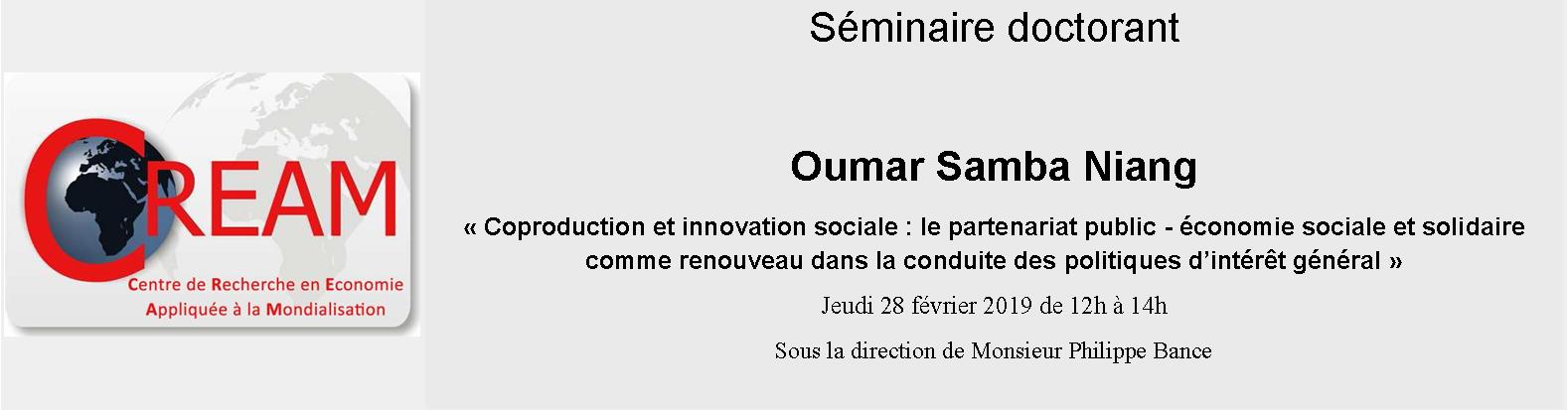 Séminaire doctorant jeudi 28 février 2019 (réservé aux membres)